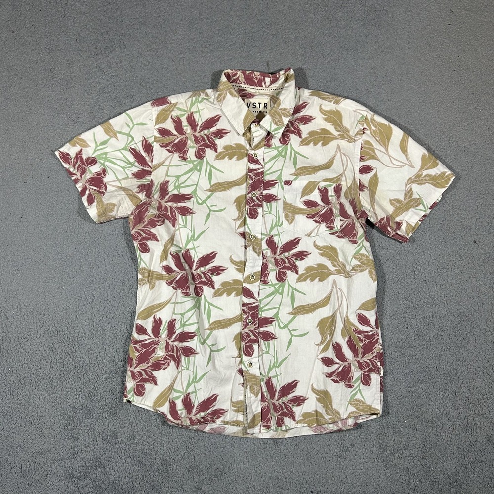 VSTR Mens Floral Button Down Shirt Tropical Short Sleeve Multicolor Medium #3925